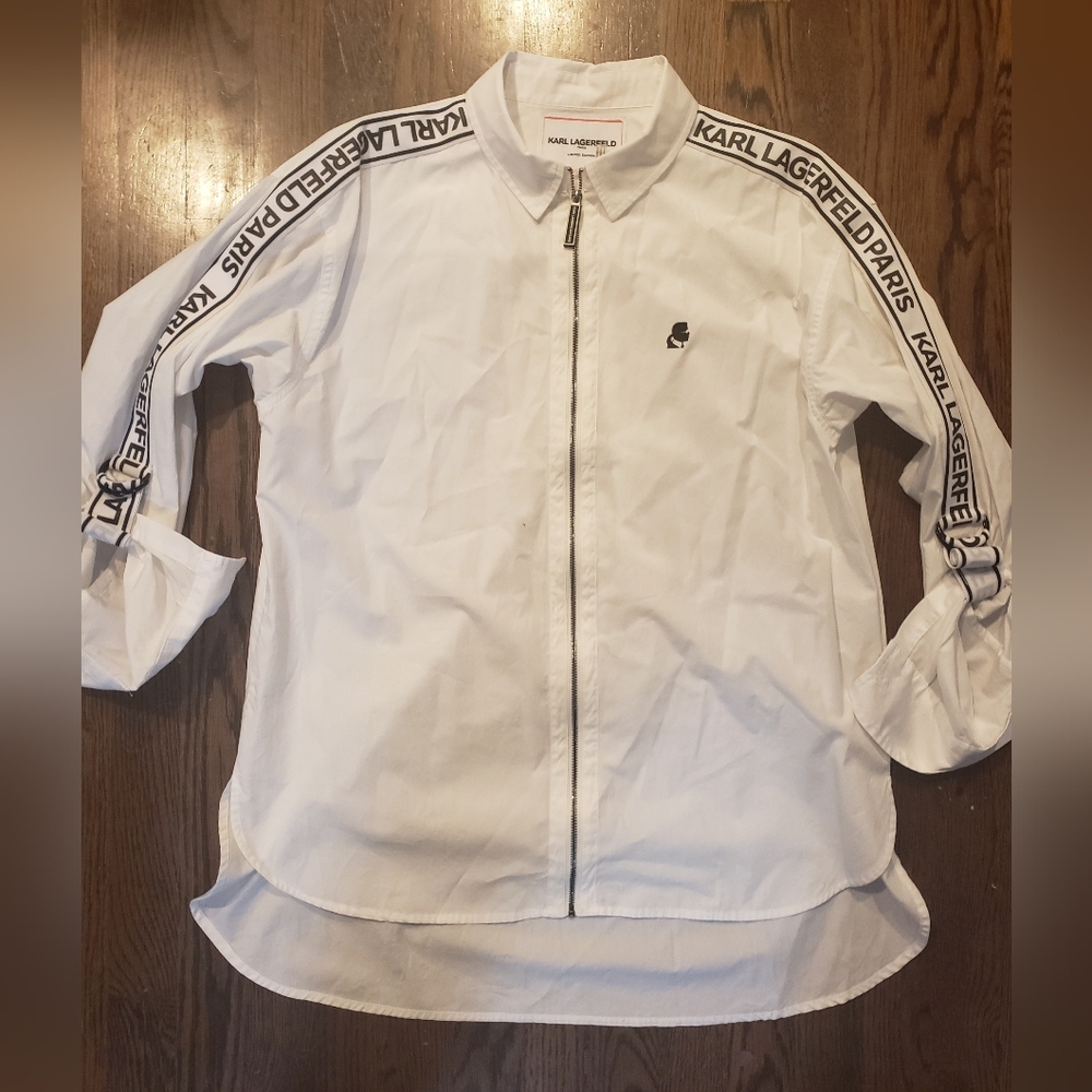 Karl Largerfeld Mens M Zippered Shirt Or Light Overshirt